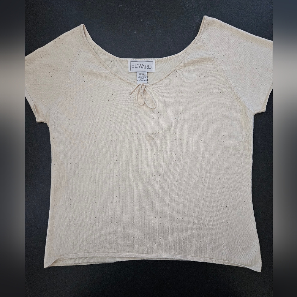 NWT - Edward Silk Blend Cream Knit Jersey - Size XL